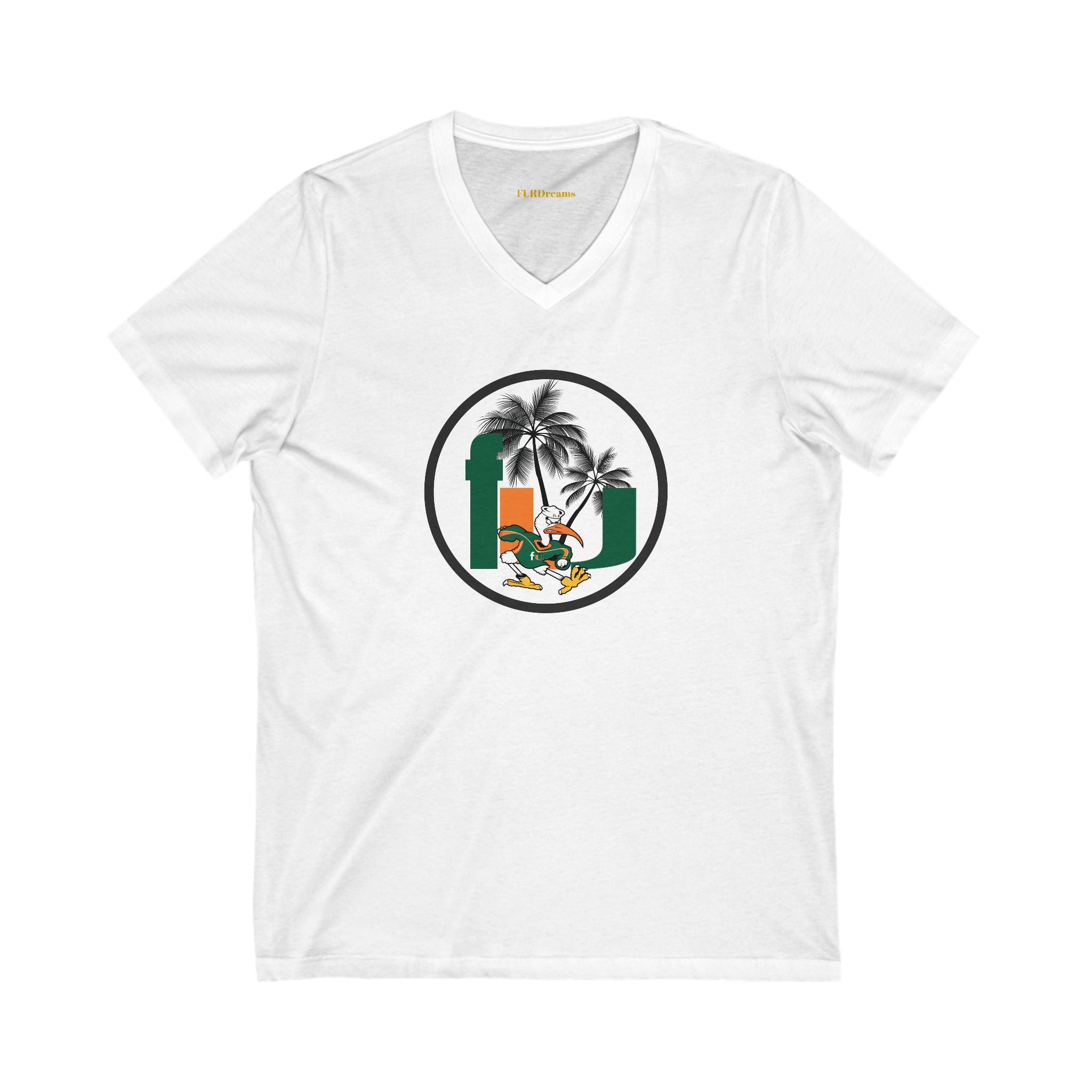 FURDreams NCAA “MIA” VII Unisex Jersey Short Sleeve V-Neck Tee