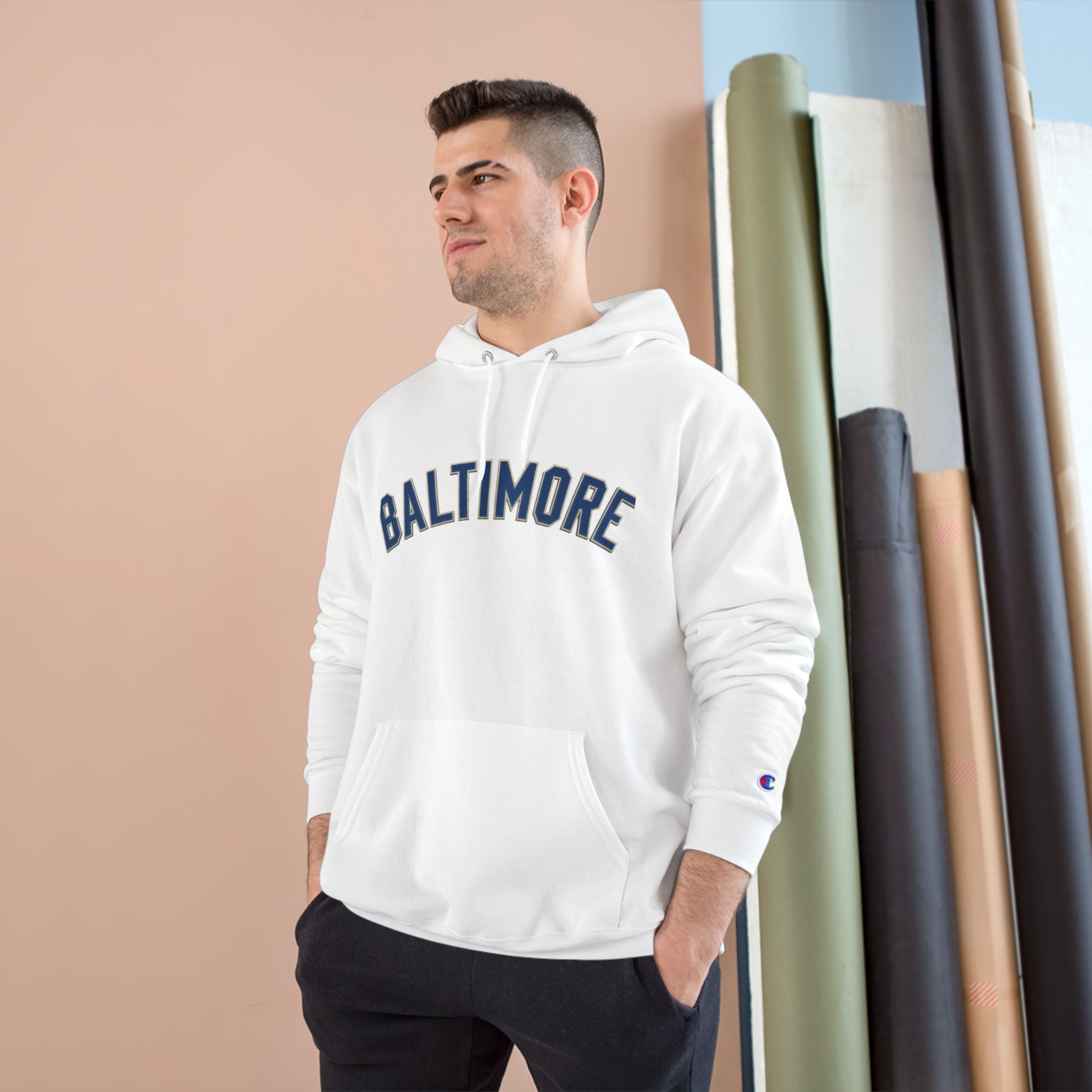 Baltimore Champion Hoodie — Retro Script City Logo Pullover