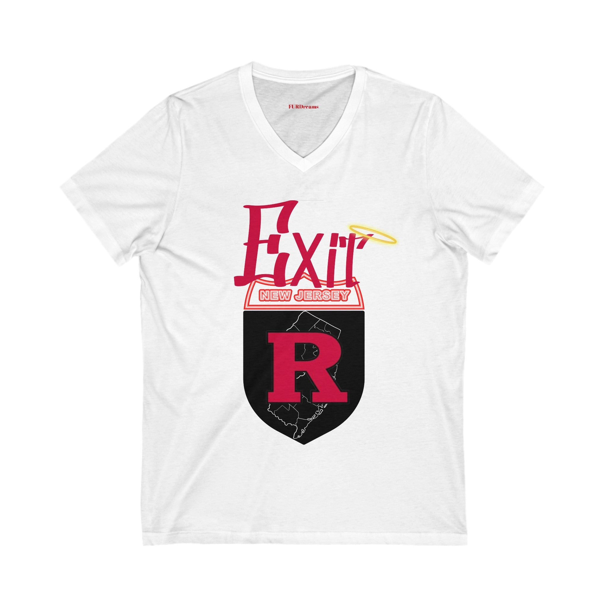 FURDreams NCAA “NJ” X Unisex Jersey Short Sleeve V-Neck Tee