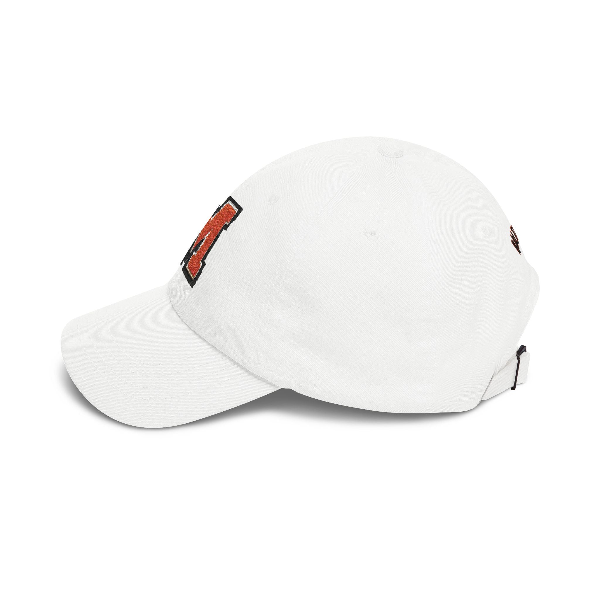 Embroidered 'M' Classic Dad Cap — White Vintage Letterman Baseball Hat