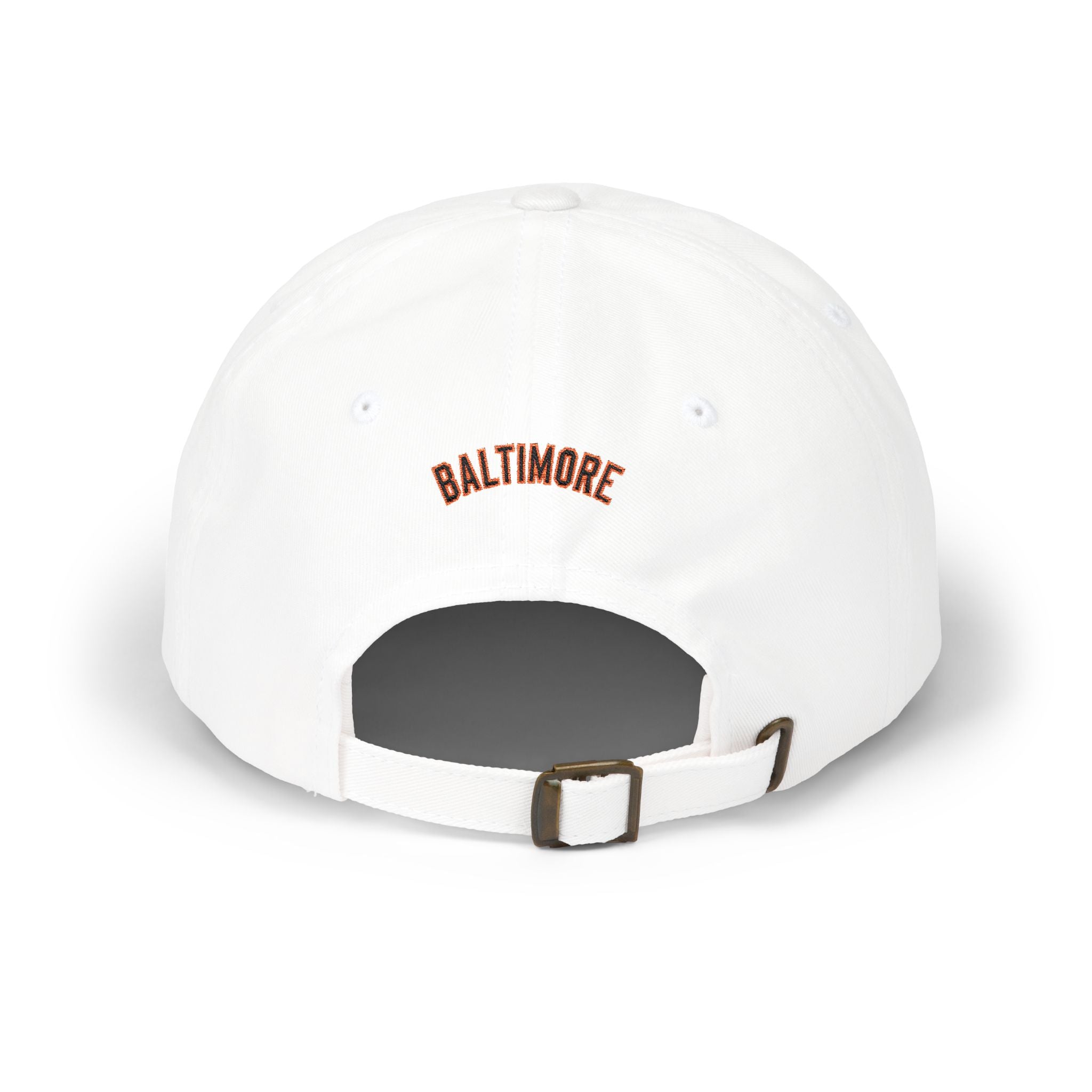 Embroidered 'M' Classic Dad Cap — White Vintage Letterman Baseball Hat