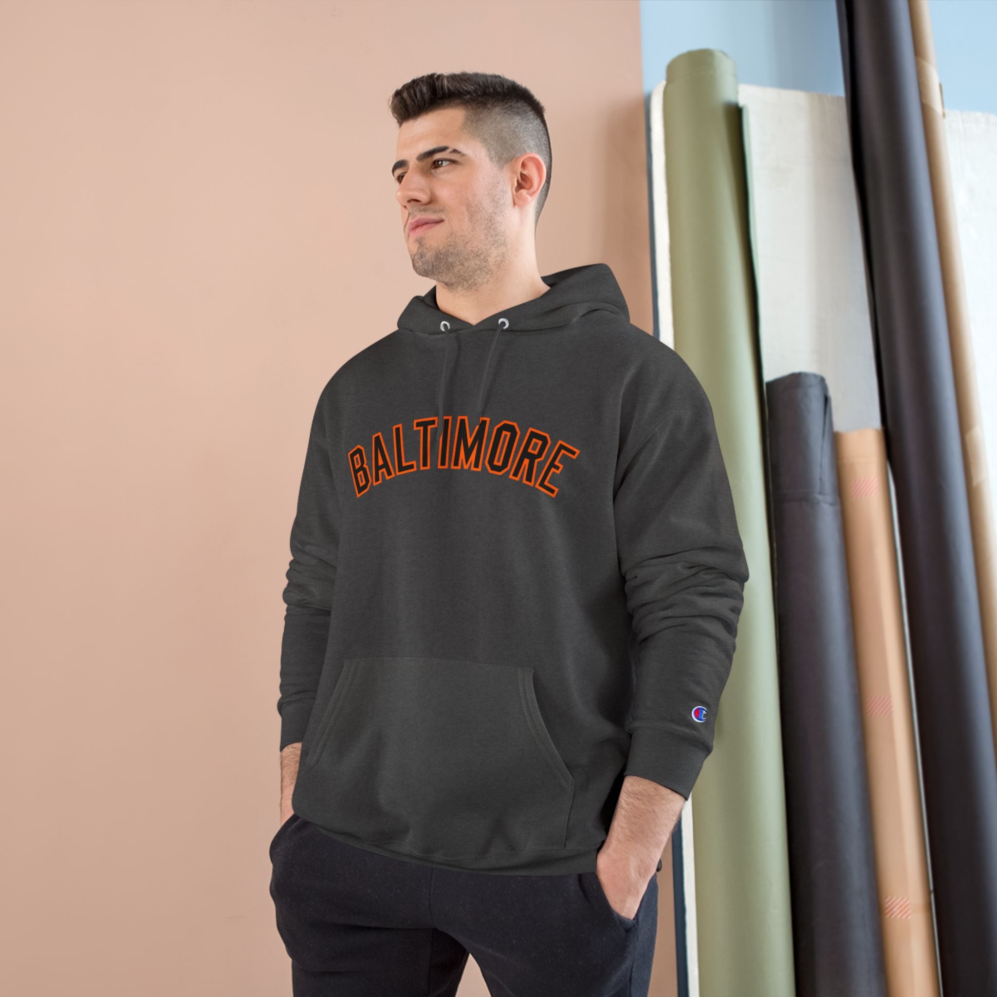 FURDreams “Baltimore” Collegiate Arch Pullover Hoodie — Orioles Orange Streetwear